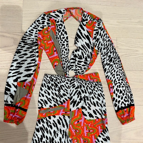 Handmade Leopard Zebra Print Cut Out Festival Wide Leg Palazzo Jumpsuit - Picture 8 of 17